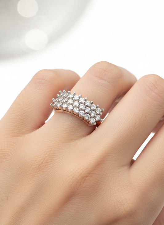 3 Band Half Eternity Lab Diamond Ring